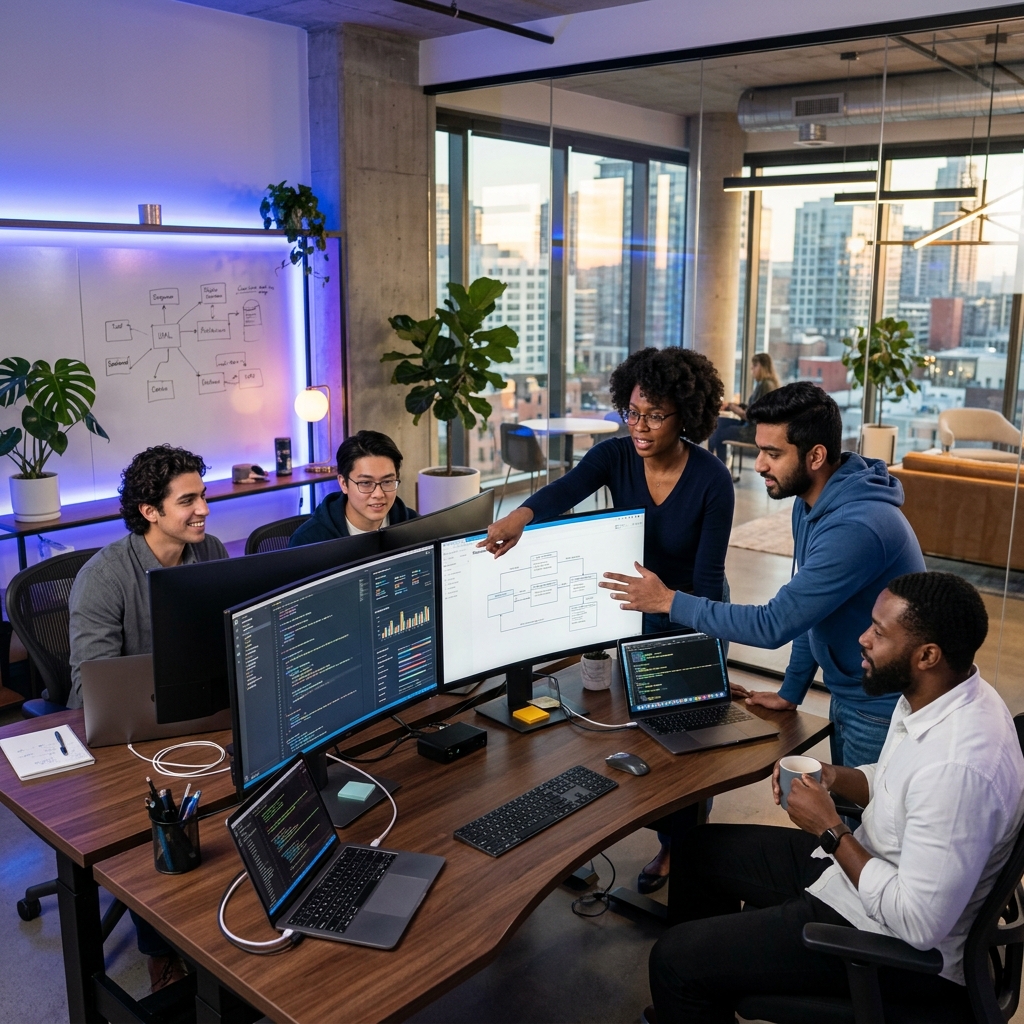 EvolveArise software team collaborating on digital projects